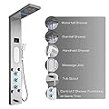 ELLO&ALLO LED Shower Panel Tower System, Rainfall and Mist Head Rain Massage Stainless Steel Shower Fixtures with Adjustable Body Jets, Brushed Nickel