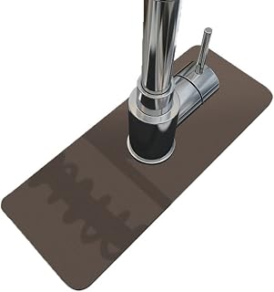 Faucet Absorbent Mat, Kitchen Sink Faucet Splash Guard, Microfiber Faucet Drip Catcher for Countertops, Bathrooms, Farmhouses, RVs (Brown, 5.5''*23'')