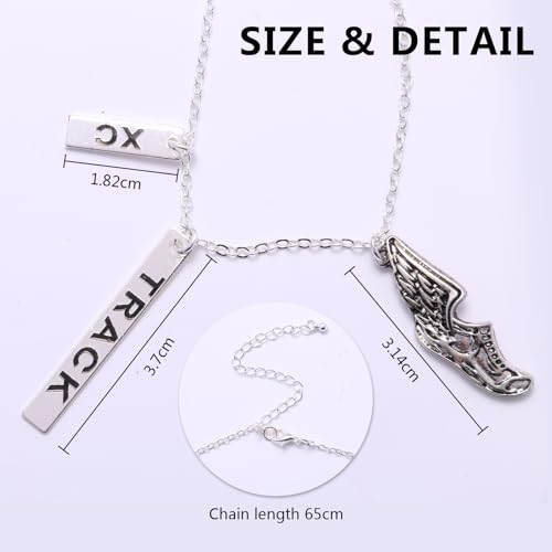 Kavfeeo Cross country running gifts country necklace track and field gifts TRACK and XC Track and Cross Country Runner Necklace gifts for a runner 25 inch Stainless Steel Cable Chain - Thumbnail 2