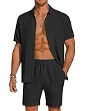 COOFANDY Men's Linen Shirt And Shorts Set Summer Beach 2 Piece Outfits Fashion Resort Wear Wrinkle-Free Loungewear Sets