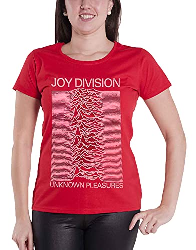 Joy Division T Shirt Unknown Pleasures Nue offiziell Damen Skinny Fit Rot M Cover