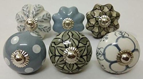 LIGHT GREY COLOR CERAMIC KNOBS DRAWER PULLS KID BEDROOM KNOBS CABINET KNOBS KITCHEN KNOBS PULLS (DESIGN 11)