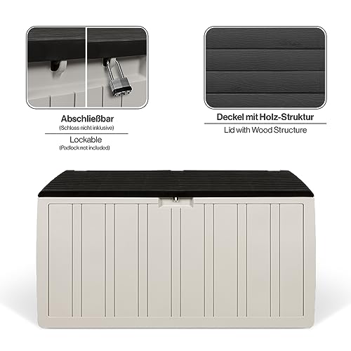 Kreher XXL Coffre à coussins/Boîte de rangement Leonardo en crème-blanc avec 270 L de volume utile - robuste, lavable et facile à assembler – Image 4