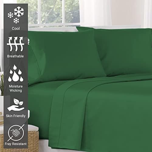 400 Thread Count Cotton Full-Size-Flat-Bed-Sheet Green Pasture 1PC, 100% Long Staple Cotton Full Size Sheets, Soft Sateen Flat-Sheets with Stylish 4