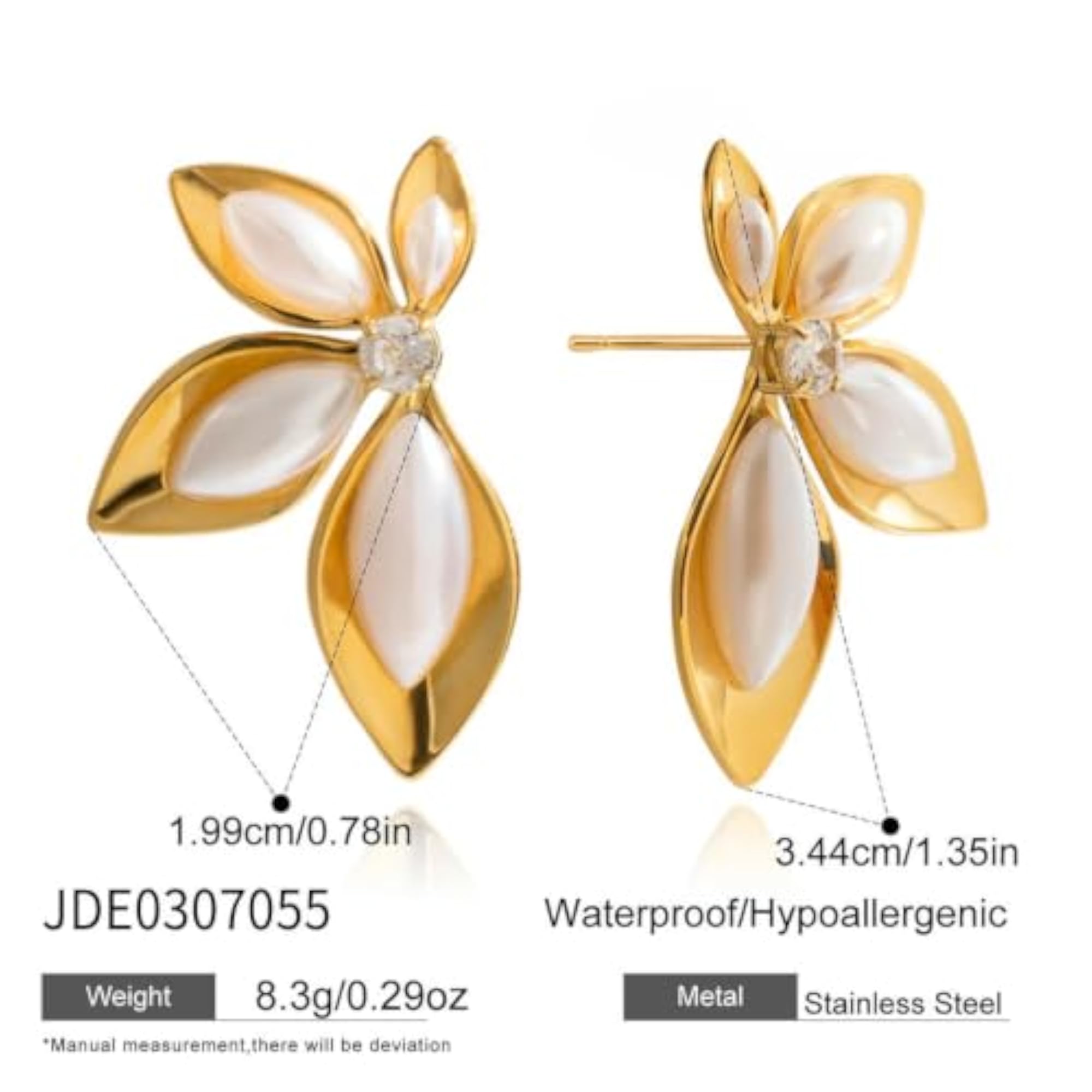 18K Gold Plated Floral Stud Earring for Women