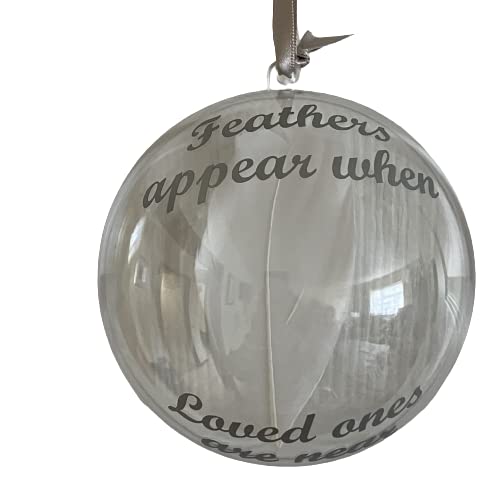 Feathers Appear Memory Bauble Memorial Decoration Xmas Tree Decoration Silver Writing