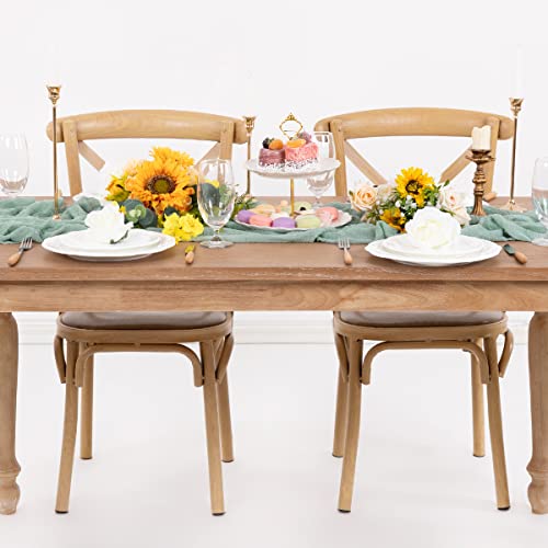 Linxtar Sage Cheesecloth Table Runner 10Ft Rustic Gauze Table Runner Vintage Wrinkled Sheer Cheese Cloth Table Runner For Dinner Table Bohemian Wedding Baby Bridal Shower Picnic Party Decorations #TOP5