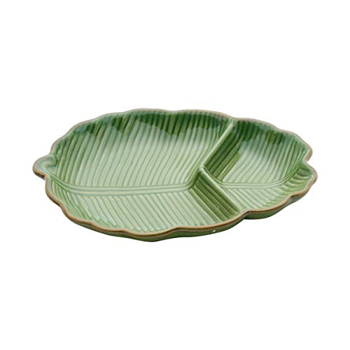 Lyor PETISQUEIRA DE CERÂMICA COM DUAS DIVISORIAS LEAF BANANA 26,5x20x4CM VERDE