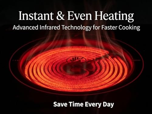 Image of Fame Infrared Cooktop 2200W Electric Stove with Grill Rack | Crystal Glass Top | Fast Heating | Tandoor Style Cooking | Compatible with All Utensils | Portable Design | Temperature Control