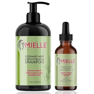 Mielle Organics Mielle/Fortalecedor de menta y romero/Champú/Aceite fortalecedor del cuero cabelludo y el cabello/Oferta/Set de regalo