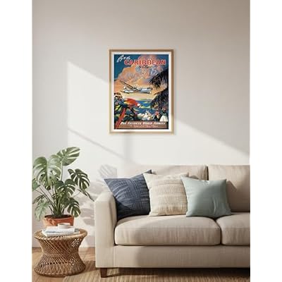 Pacifica Island Art Fly to the Caribbean by Clipper - Pan American World Airways - Vintage Airline Travel Poster by Mark Von Arenburg c.1940s - 8 x 12 inch Vintage Metal Tin Sign