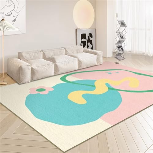Tapis salon minimaliste moderne rose clair pour réchauffer un sol froid