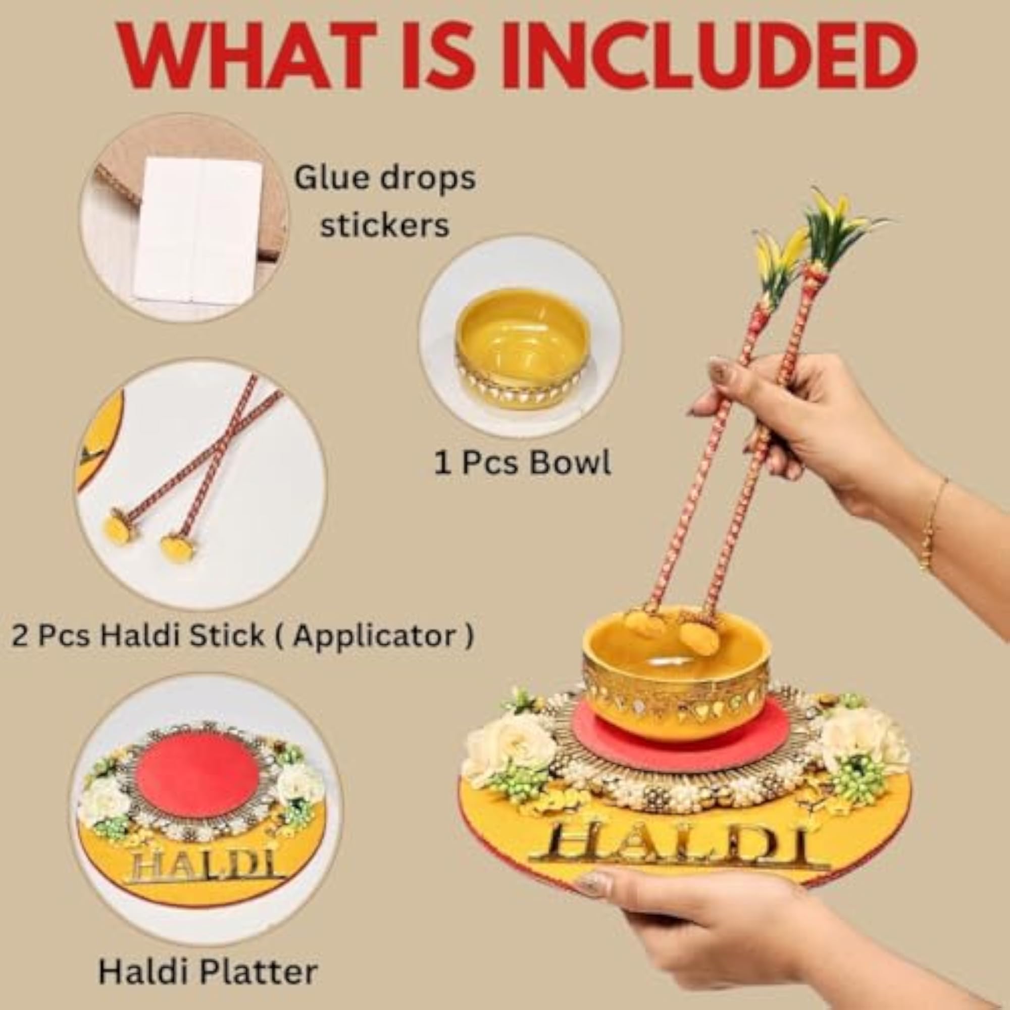 Handcrafted Haldi Platter for Wedding Decorative Round Thali