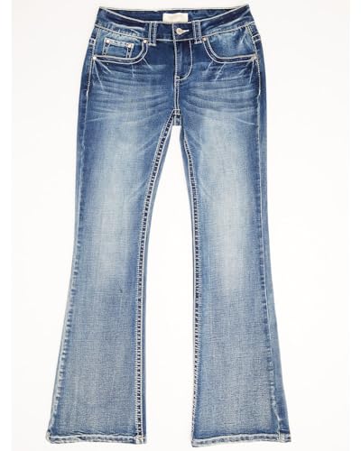 Shyanne Girls' Light Embroidered Faux Flap Pocket Bootcut Jeans - 81361-Big2