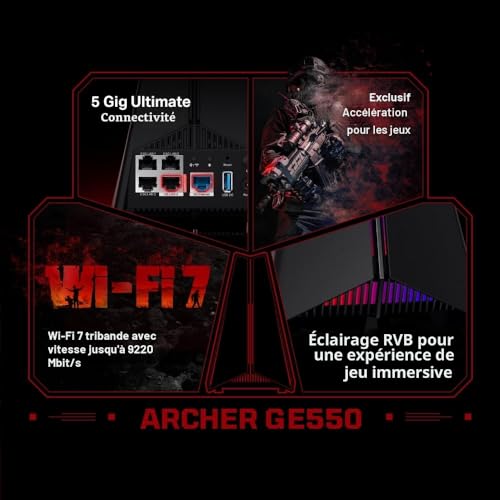 TP-Link Archer GE550 Routeur de Jeu Wi-FI 7 Tri-Bande BE9300