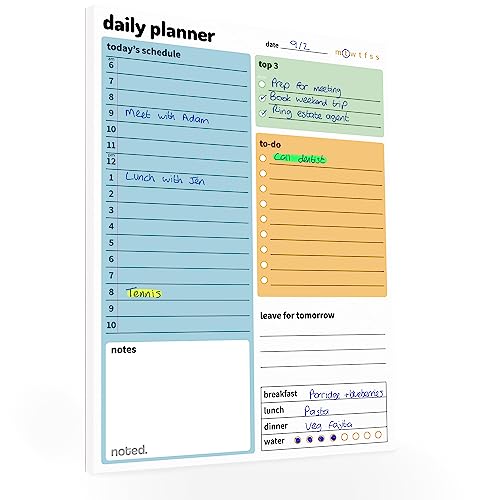 Daily Planner Pad – Undated To Do List - A5 Desk Pad with 52 sheets 100gsm paper – Productivity Organiser with Schedule, Priority List, Meal Planner and Notes for work or home