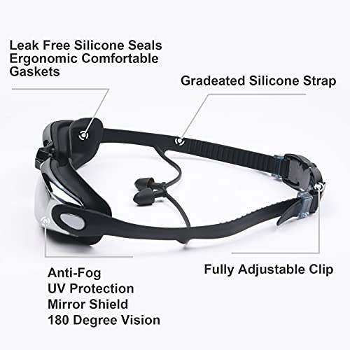 Foto von flintronic Schwimmbrille, Taucherbrille mit Etui & Ohrstöpseln & Nasenclips, Schwimmbrille mit Antibeschlag und UV Schutz für Erwachsene Herren & Damen