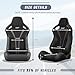 2 Pieces Universal Racing Seats with Dual Lock Sliders, 1 Pair PVC Leather Bucket Seats for Cars (Black 7)