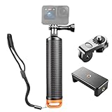 Schwimmender Handgriff – Floating Hand Grip & Action Cam Zubehör – Wasserdichter Unterwasser Handstick mit Sicherheitsseil & Armschlaufe – Kompatibel mit GoPro Hero, DJI Osmo Action, Insta360