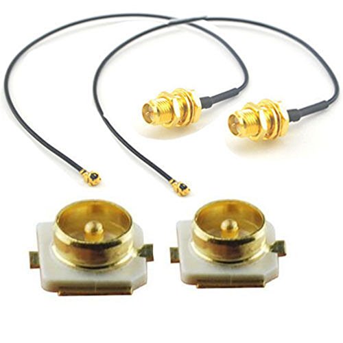 YOTENKO 2 Piece U.FL Mini PCI to RP-SMA Pigtail Antenna WiFi Cable 17cm + 2 Piece Mini PCI u.fl Male SMD Connector