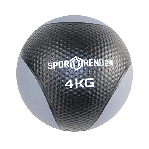 Sporttrend 24® Medizinball 1kg, 2kg, 3kg, 4kg, 5kg, 6kg, 7kg, 8kg, 9kg, 10kg, 12 kg in schwarz | Gewichtsball, Trainingsball, Gewicht Ball, Bälle, Fitness (Schwarz, 4 kg)