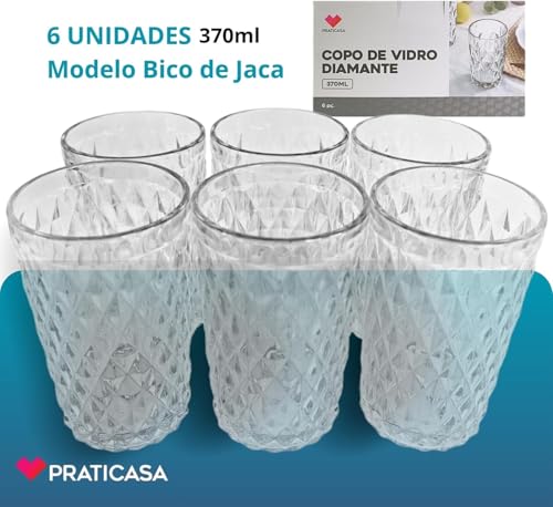 Conjunto 6 Copos de Vidro Bico de Jaca 370ml
