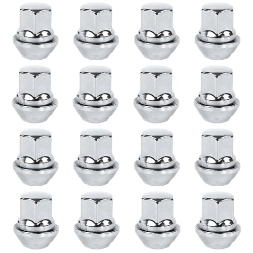 Bohaner Lot de 16 écrous de roue M12 x 1,5 monobloc chromés en acier pour Ford Mondeo Fiesta Focus (argenté)