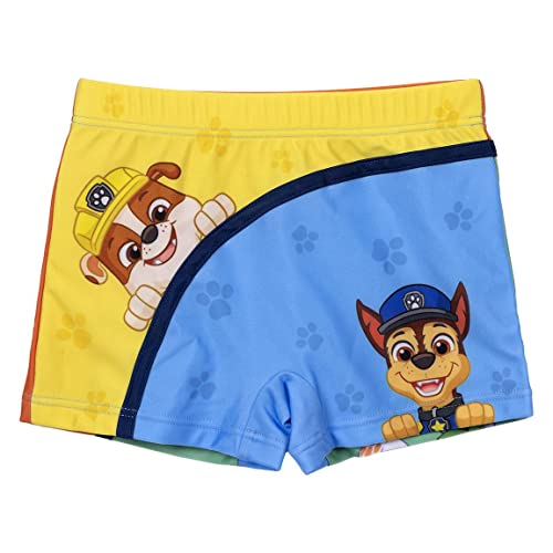 Bañador Bóxer de La Patrulla Canina para Niño - Diseño Multicolor - Talla 4 Años - Tejido de Secado Rápido - Bañador con Cintura Elástica - Producto Original Diseñado en España