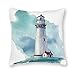DKISEE Funda de almohada de lona, azul náutico acuarela Lighthouse It Red Drawing Nature Rock Square Fundas de almohada decorativas, funda de cojín para sofá, coche, decoración de cama 45,7 x 45,7 cm