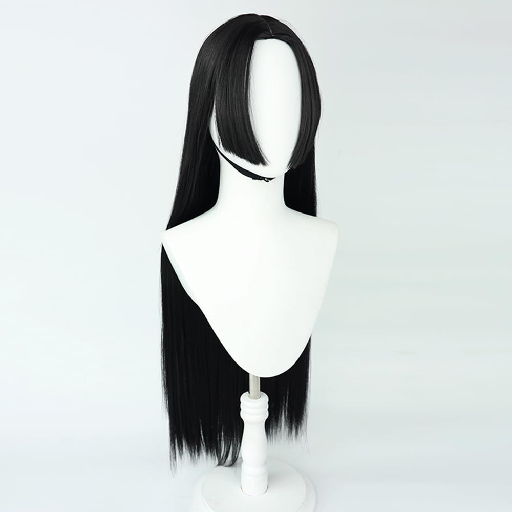 Anime Cosplay Wig, Black, Heat Resistant, Straight, 35in