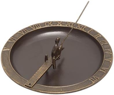 Whitehall Aluminum Fisherboy Sundial Bird Bath, French Bronze