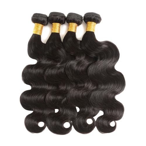 Huarisi Body Wave Bundles Human Hair 20 22 24 26 Inch 4 Bundles Body Wave Hair Weaves for Black Women 8a Unprocessed Brazilian Virgin Hair Natural Color Real Hair Extensions Weft - Image 3