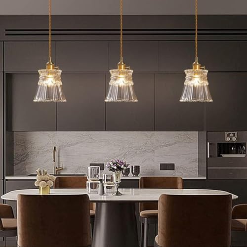 Nordic Glass Lampshade Pendant Light with E26/E27 Brass Base Lamp Single Heads Bedroom Decorative Hanging [3]