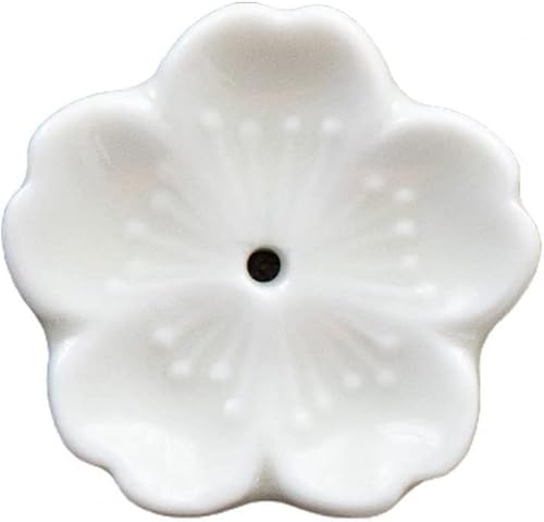 Vista 12 de Delicada flor de cerezo inferior plana portátil para incienso de flores para sala de estar, cerámica, decoración del hogar (rosa claro)