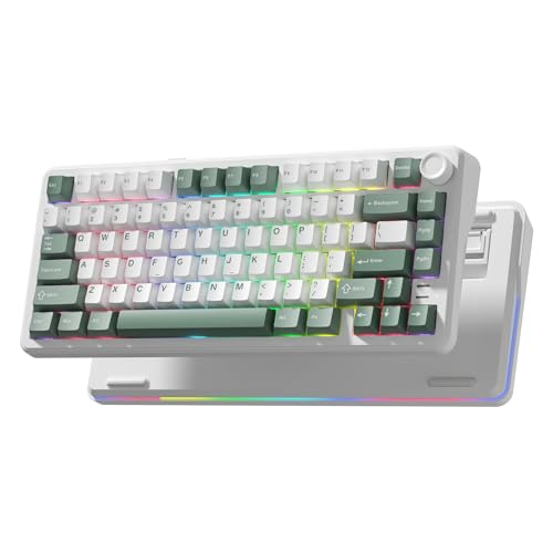 Keyporia L75 75% Mechanical Keyboard, Wireless Gaming Keyboard with Multifunction Knob, Creamy...