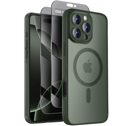 Symcele Designed for iPhone 16 Pro Case, Compatible with MagSafe, with Privacy Screen Protectors X2, [Camera Protection] [15FT Military Drop Protection] Shockproof Phone Case, 2024, Alpine Green by Symcele - Used condition - US$7.47