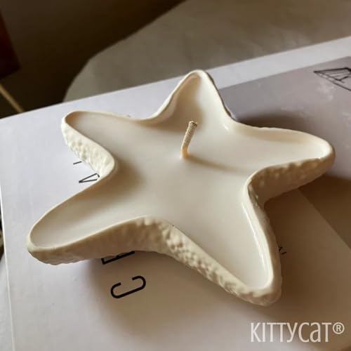 Image of Kitty Cat Aesthetic Soy Wax Scented Candles | Reusable Concrete Sea Shell Jars | Vanilla Aroma | 12+ Hours Burn Time | Perfect Home Decor for Bedroom, Office & Hostel (Star Candle)