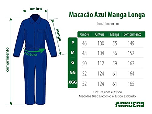 Macacão Azul Industrial Mecânico Manga Longa Uniforme