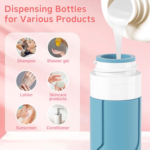 Alyvisun Lot de 14 Recipient Voyage en Silicone, Anti-fuite Flacon Voyage 100ml & Pots de Crème 30ml avec Accessoires, Rechargeables Contenant Voyage Vide pour Shampooing, Lotion, Crème – vue 6