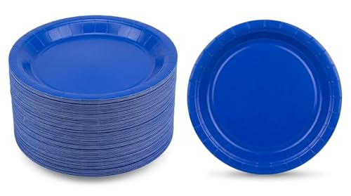 Oojami 100 Count paper plates 50-9" Dinner Paper Plates, 50-7" Dessert Paper Plates Ideal for Birthday, Party, Retirement, Gender Reveal Disposable Dinner and Dessert Plates (Blue)