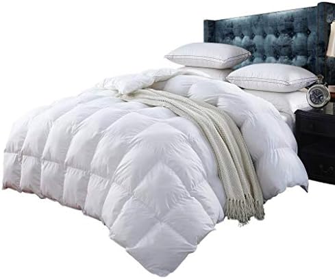 Egyptian Cotton Factory Store 1200 Thread Count Baffle Box Medium Weight Goose Down Comforter, All Year, White, King