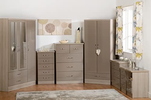 Seconique Nevada 3 Door 2 Drawer Wardrobe, Oyster