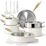 CAROTE 18 PCS Stainless Steel Cookware Set, Pots and Pans Set