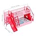 NOLITOY Miniature Bunk Bed with Slide for 6 Inch Dolls - Pink Double Deck Plastic Dollhouse Furniture Playset with Ladder & Bedding Accessories - Fits Small Dolls Figures