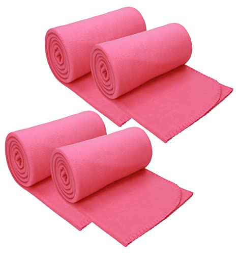 Betz Fleecedecke 4 Stück 130x170 cm 180g/m² – Weiche Wohndecke und Kuscheldecke – Flauschige Sofadecke als Tagesdecke – Leicht, wärmend und leicht zu pflegen – Farbe Fuchsia