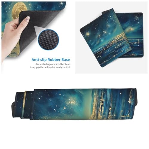 Tapis de souris antidérapant XXL bleu sous-main de bureau imperméable mer