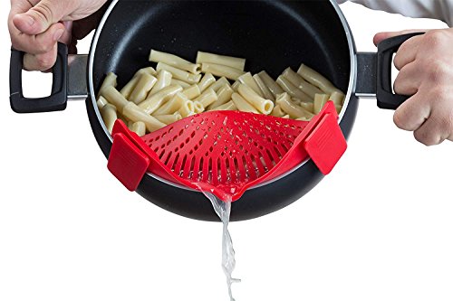 Clip-on Silicone Strainer, Colander & Drainer Compact & Flexible BPA Free universal Fits