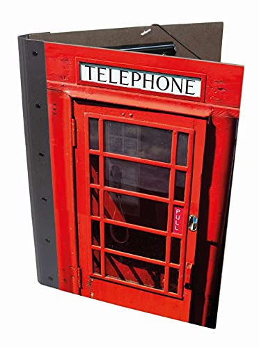 Werkhaus PM 8221 Sammelmappe Telefonzelle London Rot ca. 25 x 32 x 1,7 cm Klemmmappe Klemmbrett Zeichenmappe