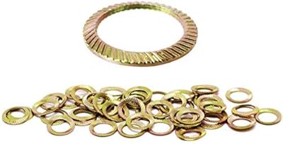 (50pcs) BelMetric M6 Yellow Zinc Plated Schnorr Brand Ribbed Safety Spring Lock Washer Metric, BelMetric WSH6YLW
