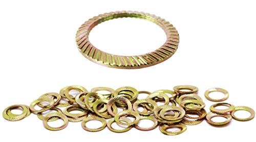 (50pcs) BelMetric M6 Yellow Zinc Plated Schnorr Brand Ribbed Safety Spring Lock Washer Metric, BelMetric WSH6YLW